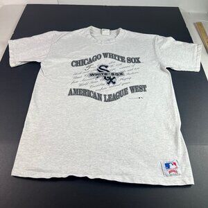 VTG 90s Nutmeg Chicago White Sox Shirt Fits Large Grey Single Stitch Tee Tag XL